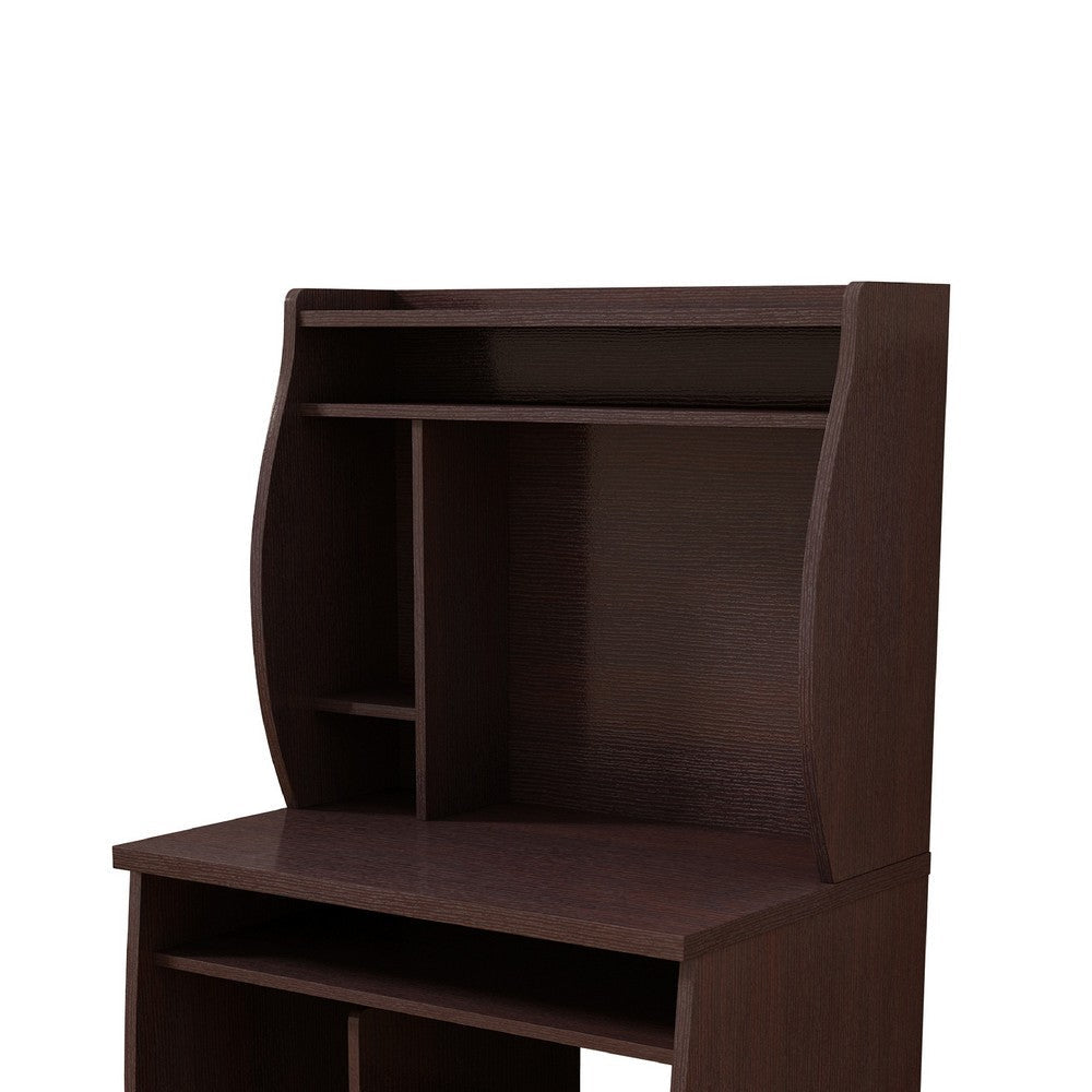 Niro Utility Desk Cart with Hutch | 7 Shelves | 53’’ Red Cocoa Brown