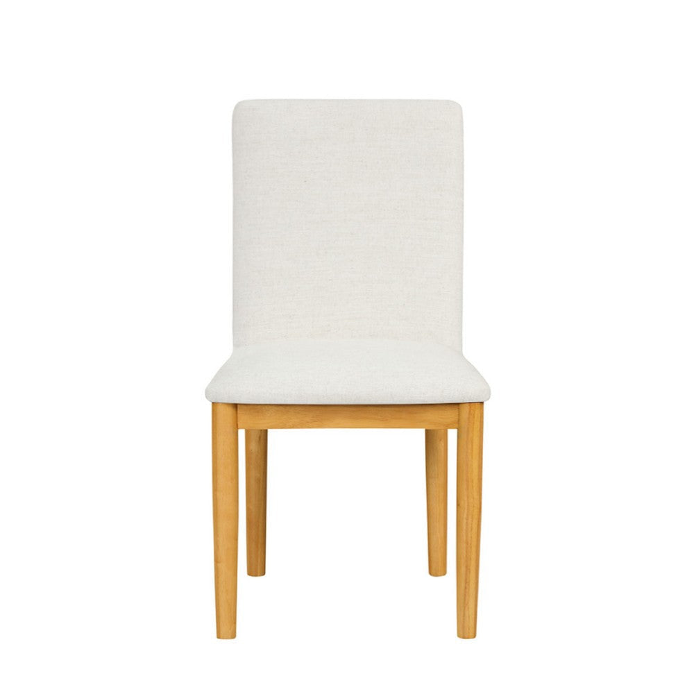 Side Dining Chair Set of 2 | Solid Wood | Cream Textured Woven Fabric BM334409