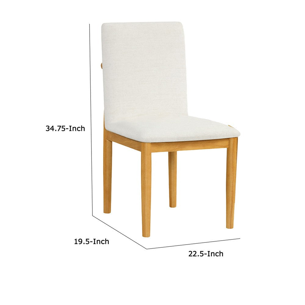 Side Dining Chair Set of 2 | Solid Wood | Cream Textured Woven Fabric BM334409