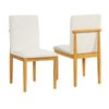 Side Dining Chair Set of 2 | Solid Wood | Cream Textured Woven Fabric
