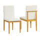 Side Dining Chair Set of 2 | Solid Wood | Cream Textured Woven Fabric