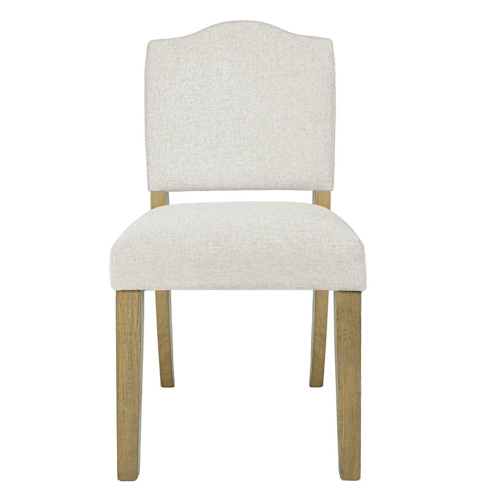 Side Dining Chair | Open Back Solid Wood Frame | Cream Woven Fabric BM334410
