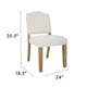 Side Dining Chair | Open Back Solid Wood Frame | Cream Woven Fabric BM334410