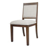 Tom Side Dining Chair Set of 2 | Brown Solid Wood | Ivory Woven Fabric