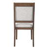 Tom Side Dining Chair Set of 2 | Brown Solid Wood | Ivory Woven Fabric