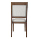 Tom Side Dining Chair Set of 2 | Brown Solid Wood | Ivory Woven Fabric