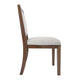 Tom Side Dining Chair Set of 2 | Brown Solid Wood | Ivory Woven Fabric