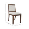 Tom Side Dining Chair Set of 2 | Brown Solid Wood | Ivory Woven Fabric