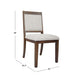 Tom Side Dining Chair Set of 2 | Brown Solid Wood | Ivory Woven Fabric