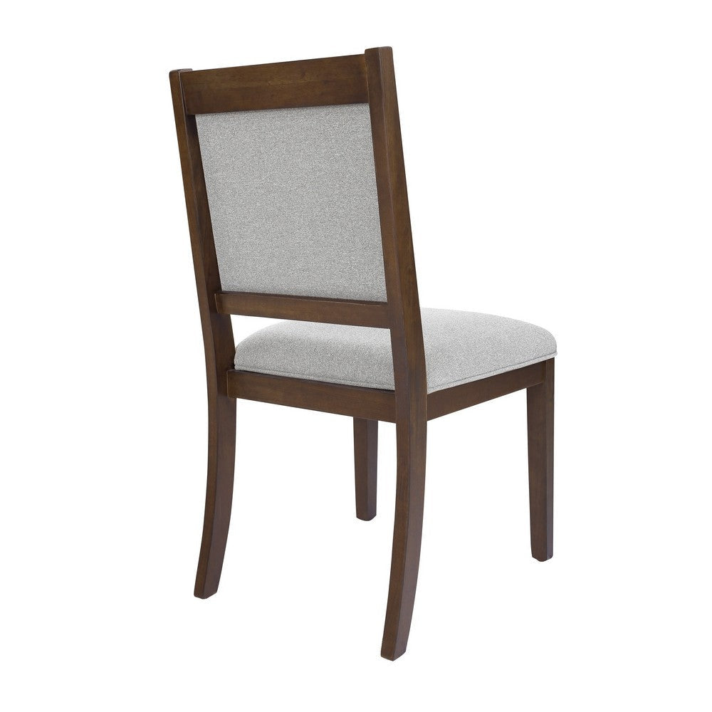Tom Side Dining Chair Set of 2 | Brown Solid Wood | Gray Woven Fabric BM334412