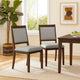 Tom Side Dining Chair Set of 2 | Brown Solid Wood | Gray Woven Fabric