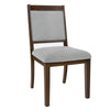 Tom Side Dining Chair Set of 2 | Brown Solid Wood | Gray Woven Fabric