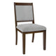 Tom Side Dining Chair Set of 2 | Brown Solid Wood | Gray Woven Fabric