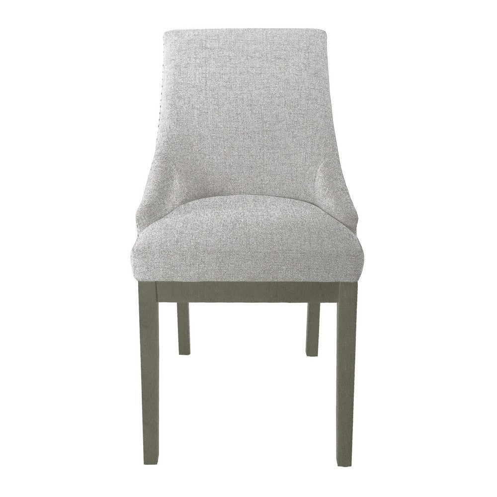 Side Dining Chair | Barrel Curved Back | Neutral Gray Textured Woven BM334413