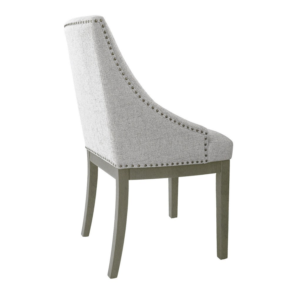 Side Dining Chair | Barrel Curved Back | Neutral Gray Textured Woven