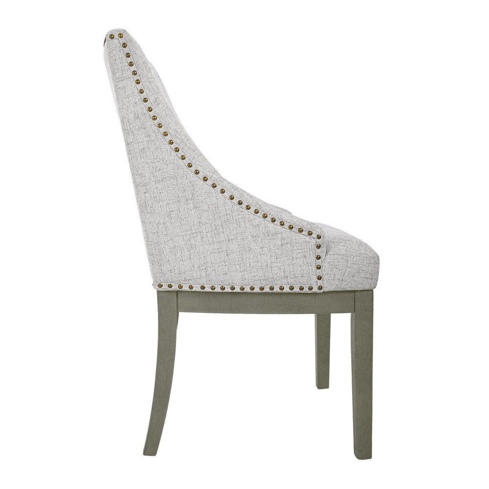 Side Dining Chair | Barrel Curved Back | Neutral Gray Textured Woven