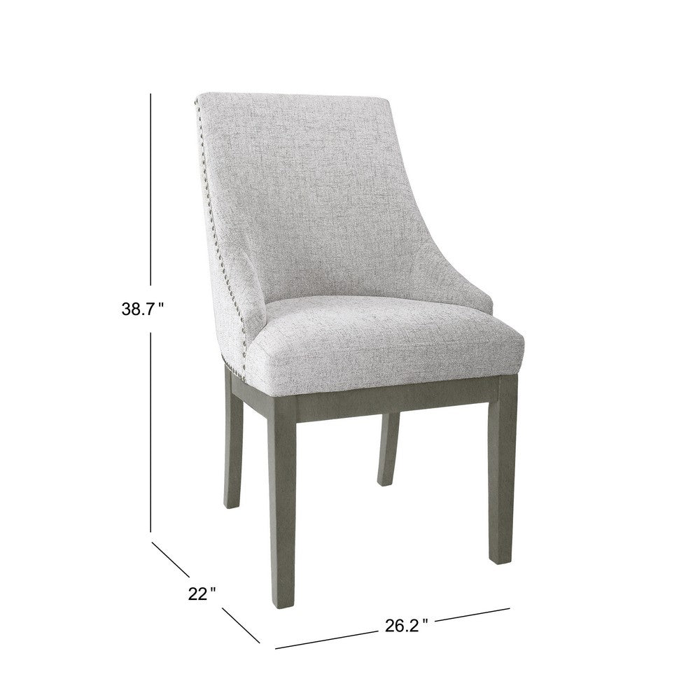 Side Dining Chair | Barrel Curved Back | Neutral Gray Textured Woven