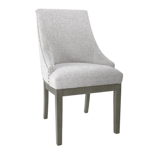 Side Dining Chair | Barrel Curved Back | Neutral Gray Textured Woven