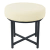 Zac Round Ottoman Footstool | Black Metal | Cream Faux Sheepskin 18’’ BM334414