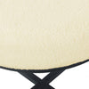 Zac Round Ottoman Footstool | Black Metal | Cream Faux Sheepskin 18’’ BM334414