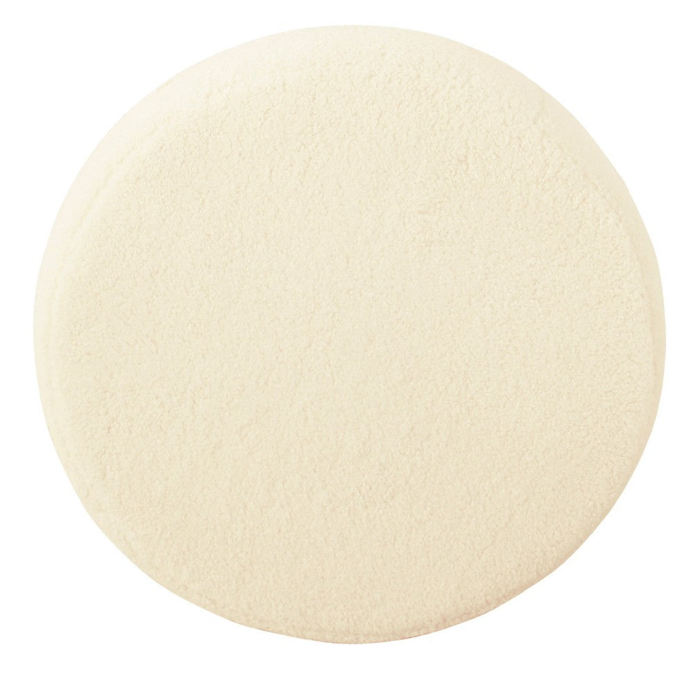 Zac Round Ottoman Footstool | Black Metal | Cream Faux Sheepskin 18’’ BM334414