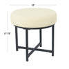 Zac Round Ottoman Footstool | Black Metal | Cream Faux Sheepskin 18’’ BM334414