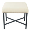 Zac Square Ottoman Footstool | Black | Cream Faux Sheepskin 19"