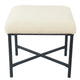 Zac Square Ottoman Footstool | Black | Cream Faux Sheepskin 19"