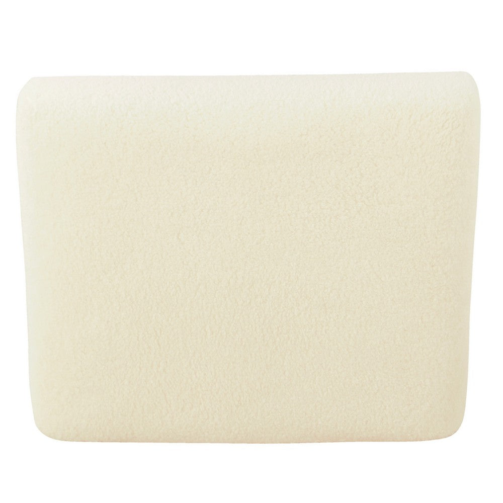 Zac Square Ottoman Footstool | Black | Cream Faux Sheepskin 19"