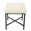 Zac Square Ottoman Footstool | Black | Cream Faux Sheepskin 19"