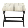 Square Ottoman Footstool | Black Metal | White Striped Polyester 20’’ BM334416
