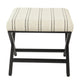 Square Ottoman Footstool | Black Metal | White Striped Polyester 20’’ BM334416