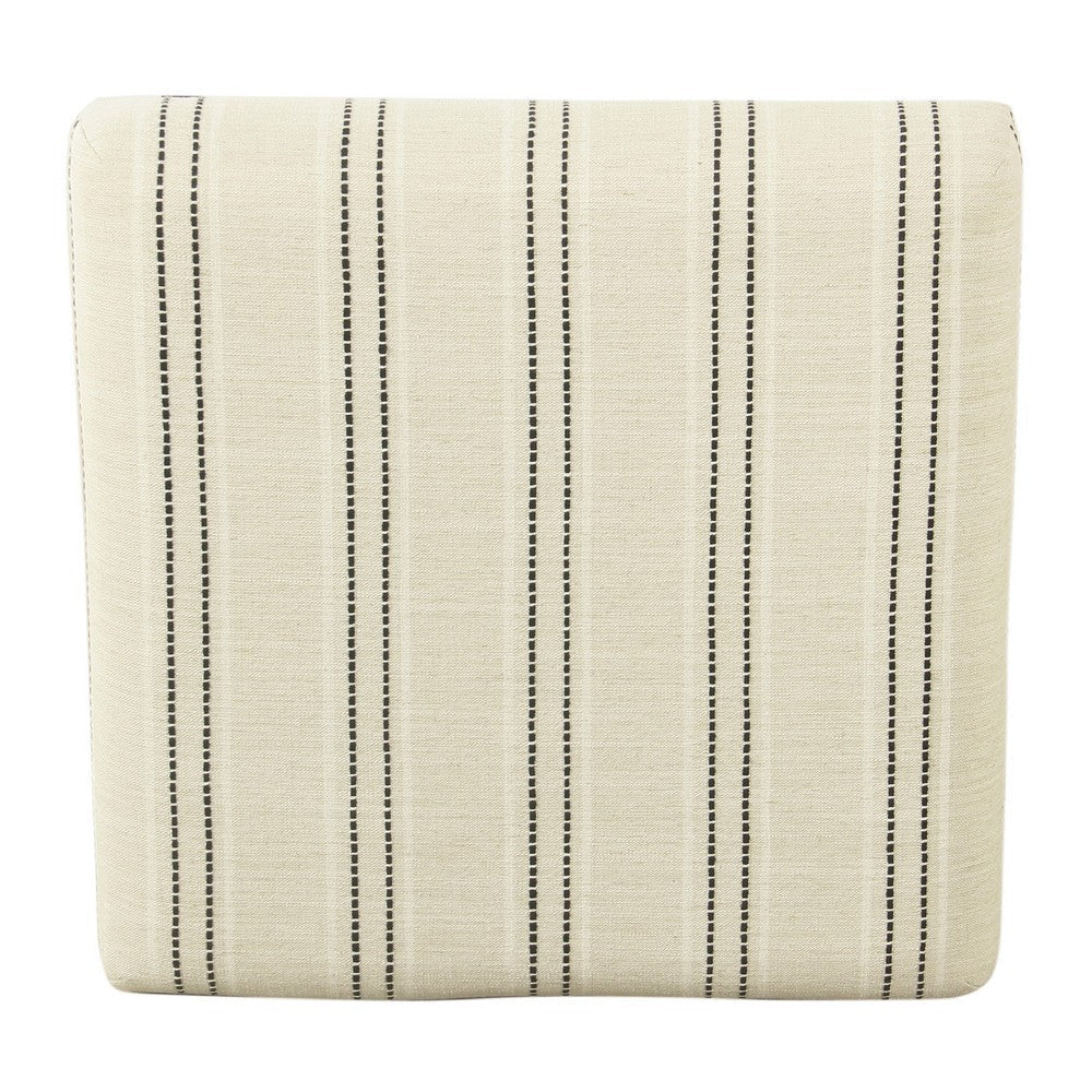 Square Ottoman Footstool | Black Metal | White Striped Polyester 20’’ BM334416