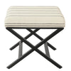 Square Ottoman Footstool | Black Metal | White Striped Polyester 20’’ BM334416