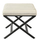 Square Ottoman Footstool | Black Metal | White Striped Polyester 20’’ BM334416