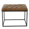 Ottoman Footstool | Black Metal | Brown Tufted Faux Leather 22’’ BM334417
