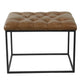 Ottoman Footstool | Black Metal | Brown Tufted Faux Leather 22’’ BM334417