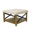 Ottoman with Open Storage | Wood Legs | Cream Tufted Microfiber 30’’ BM334418