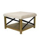 Ottoman with Open Storage | Wood Legs | Cream Tufted Microfiber 30’’ BM334418