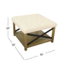 Ottoman with Open Storage | Wood Legs | Cream Tufted Microfiber 30’’ BM334418