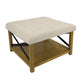Ottoman with Open Storage | Wood Legs | Cream Tufted Microfiber 30"