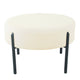 Joe Round Ottoman Footstool | Black Metal | Plush Cream Sherpa 28’’
