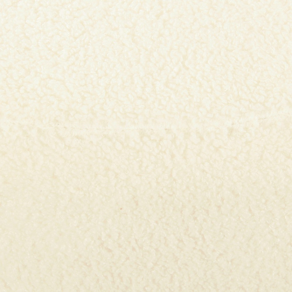 Joe Round Ottoman Footstool | Black Metal | Plush Cream Sherpa 28’’