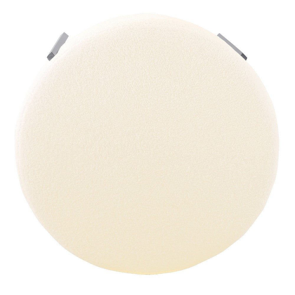 Joe Round Ottoman Footstool | Black Metal | Plush Cream Sherpa 28’’