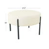 Joe Round Ottoman Footstool | Black Metal | Plush Cream Sherpa 28’’