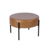 Joe Round Ottoman Footstool | Black Metal | Brown Faux Leather 28’’ BM334420