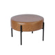 Joe Round Ottoman Footstool | Black Metal | Brown Faux Leather 28’’ BM334420