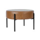 Joe Round Ottoman Footstool | Black Metal | Brown Faux Leather 28’’ BM334420