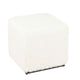 Lev Accent Ottoman | Square Cube SIlhouette with White Faux Fur 16’’ BM334421