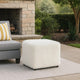 Lev Accent Ottoman | Square Cube SIlhouette with White Faux Fur 16"